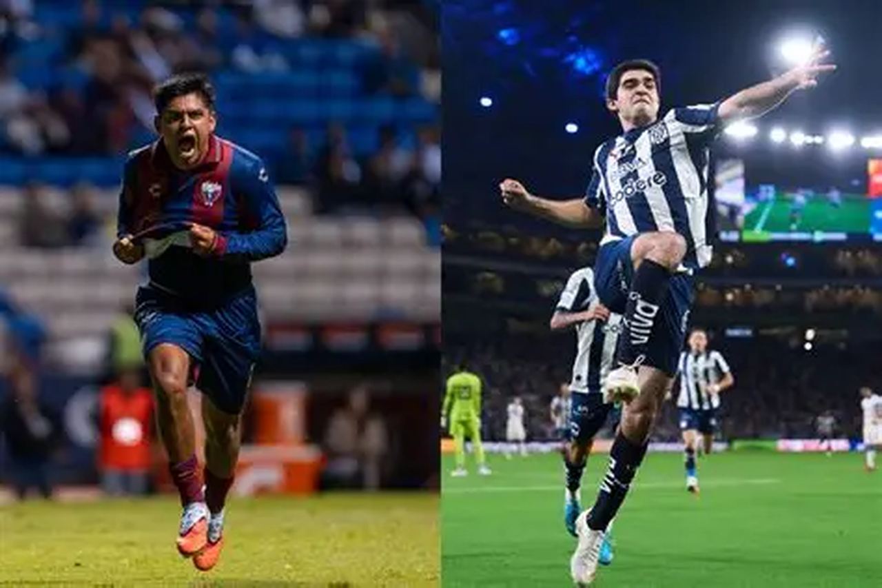 Un jugador del Atlante corre a celebrar; a la derecha, uno del Monterrey salta con los brazos arriba