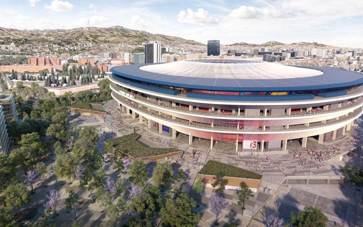Spotify Camp Nou, anillo azul y rojo a color