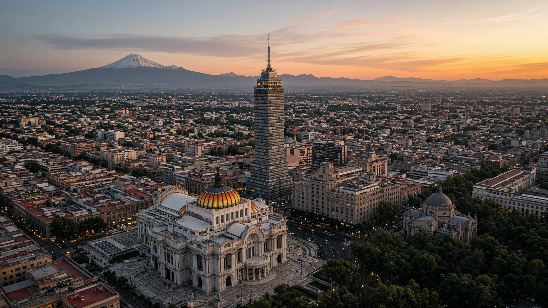 Centro de la Ciudad de México al atardecer