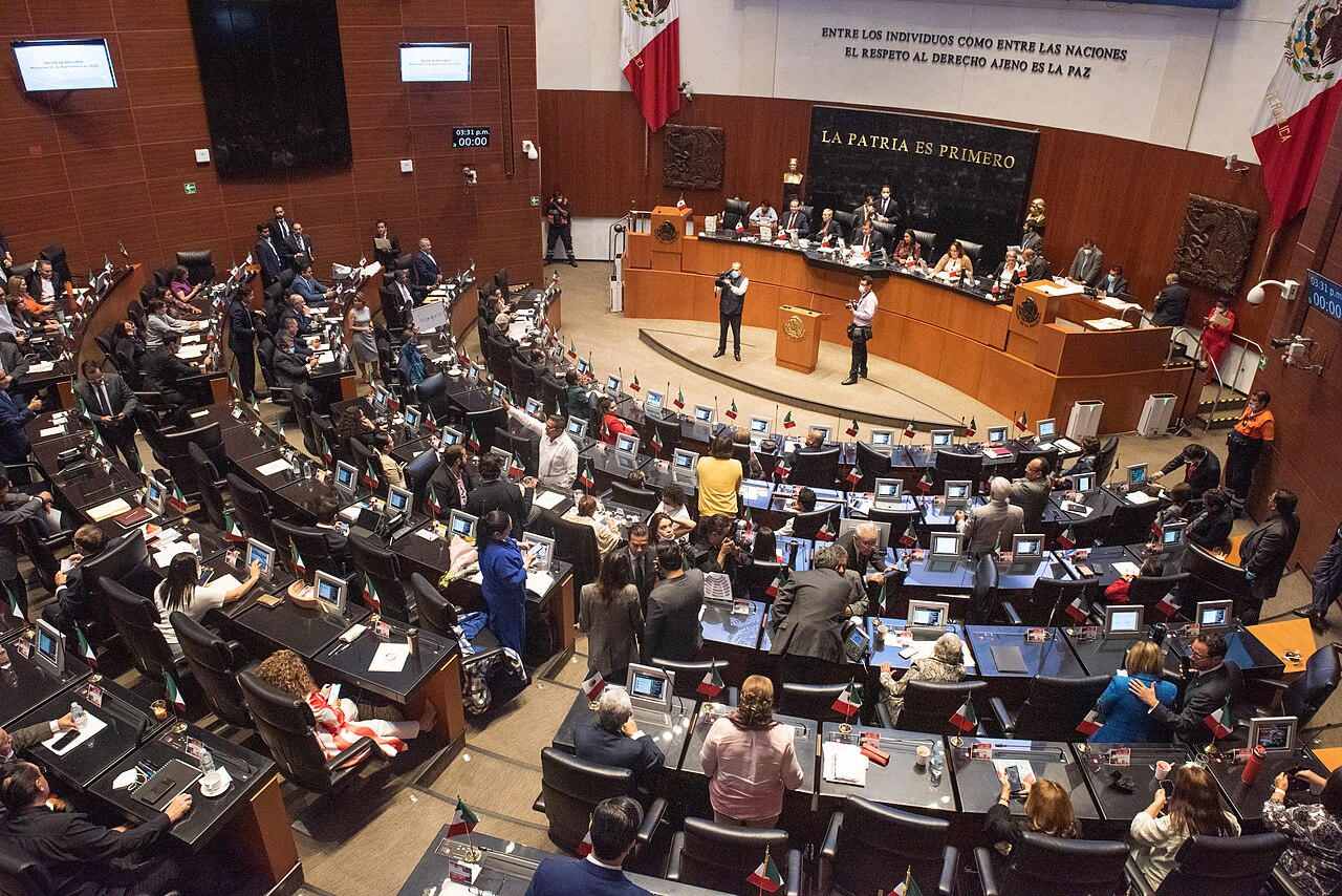 Senadoras y senadores en el recinto de la Cámara de Senadores