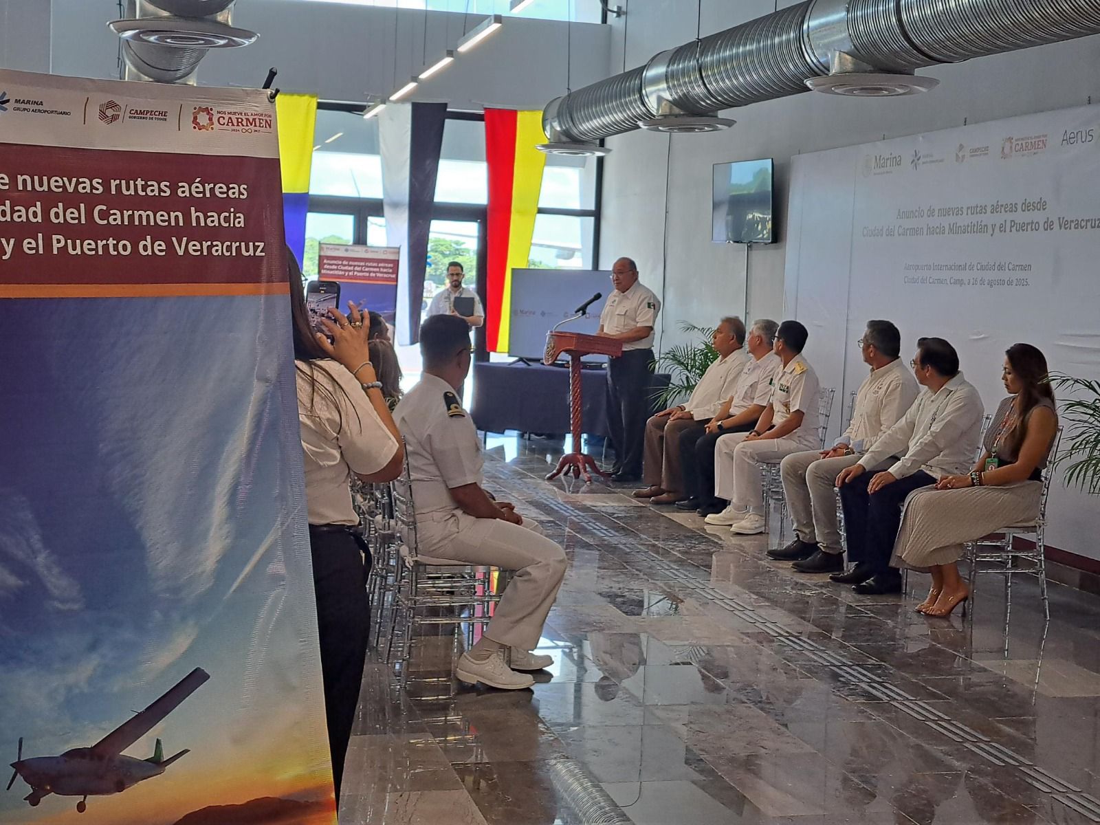 Grupo Aeroportuario Marina, Gobierno de Campeche y Aerus, anuncian nuevas rutas aéreas para conectar a Ciudad del Carmen con Veracruz