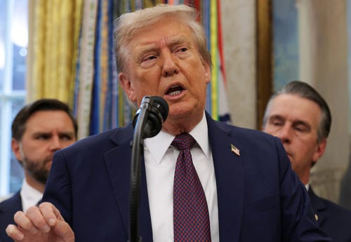 President Donald Trump is pictured speaking to reporters in the Oval Office on Sept. 2, 2025.